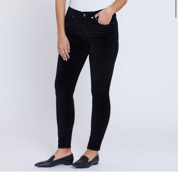 Seven7 Pants - Black velvet high rise skinny pants